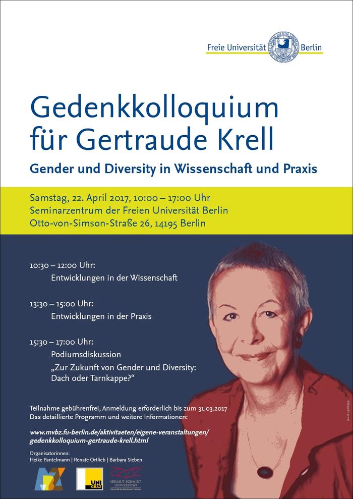 Plakat Gedenkkolloquium für Gertraude Krell