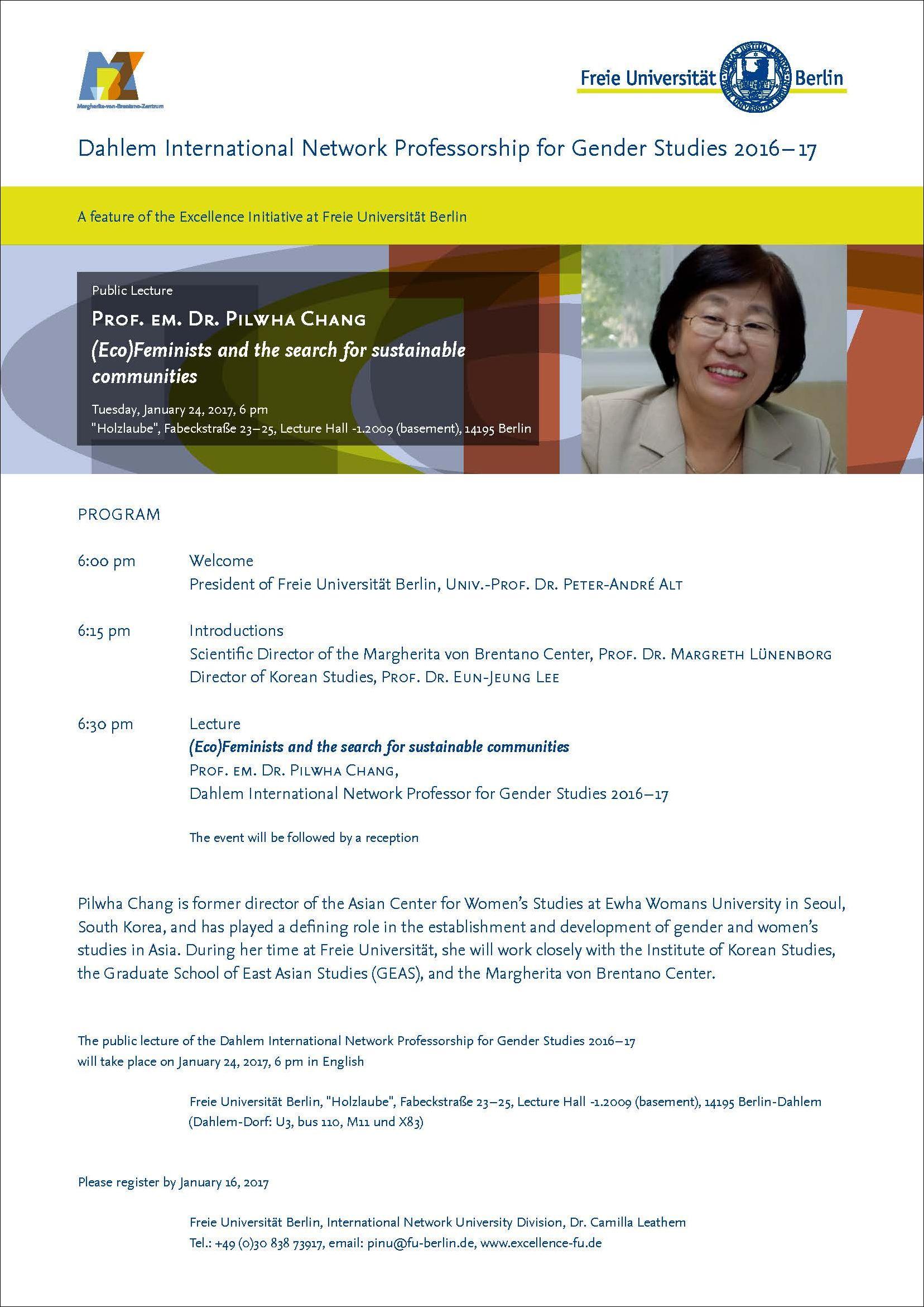 Publick Lecture Prof. em. Dr. Chang 24.01.2017