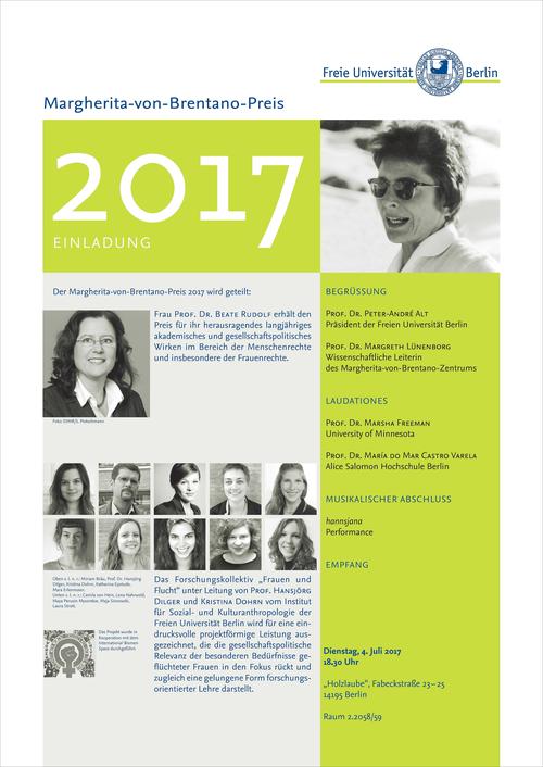 Award ceremony of Margherita von Brentano Prize 2017