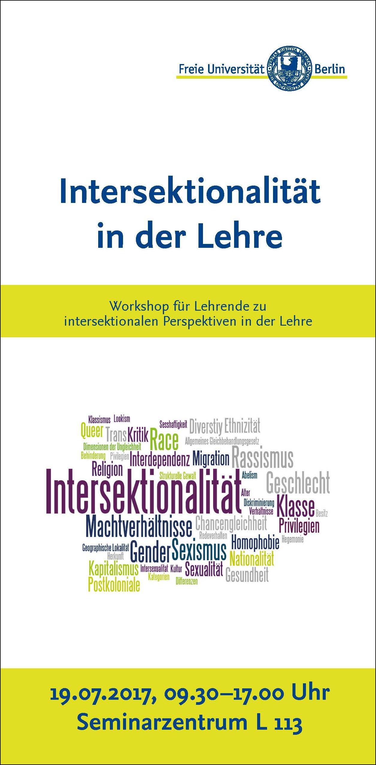 Flyer Workshop "Intersektionalität in der Lehre", SoSe 2017