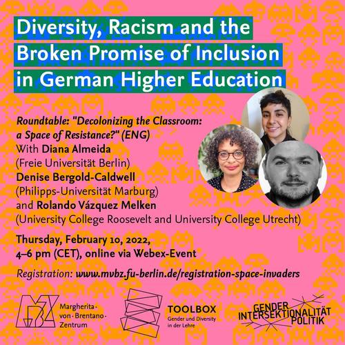Roundtable: “Decolonizing the Classroom: A Space of Resistance?” (ENG/DE), 10.02.2022