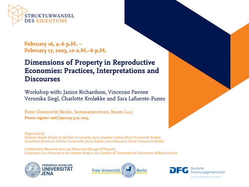 Workshop “Dimensions of Property in Reproductive Economies: Practices, Interpretations and Discourses”