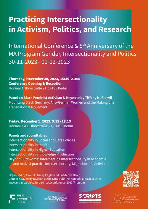 Conference 'Practicing Intersectiothnality in Research, Activism and Politics' & celebration of the 5 Anniversary of the Master Program Gender, Intersectionality and Politics 30-11 - 1-12-2023